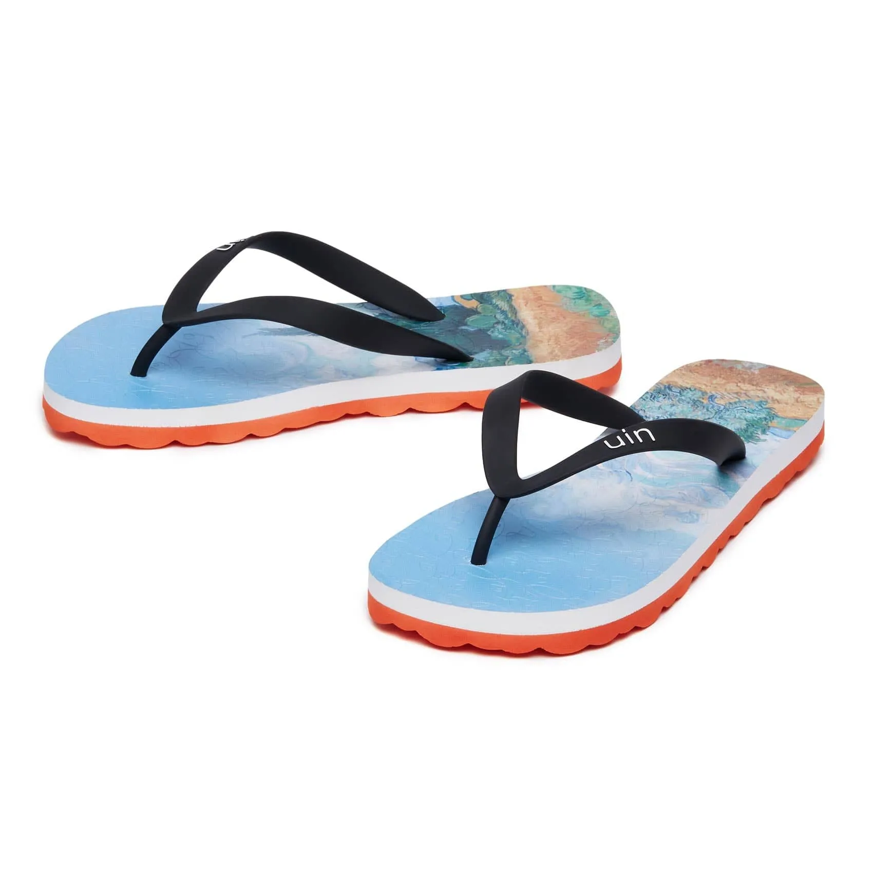 Van Gogh Wheatfield with Cypresses Blanes Women Flip Flops Image