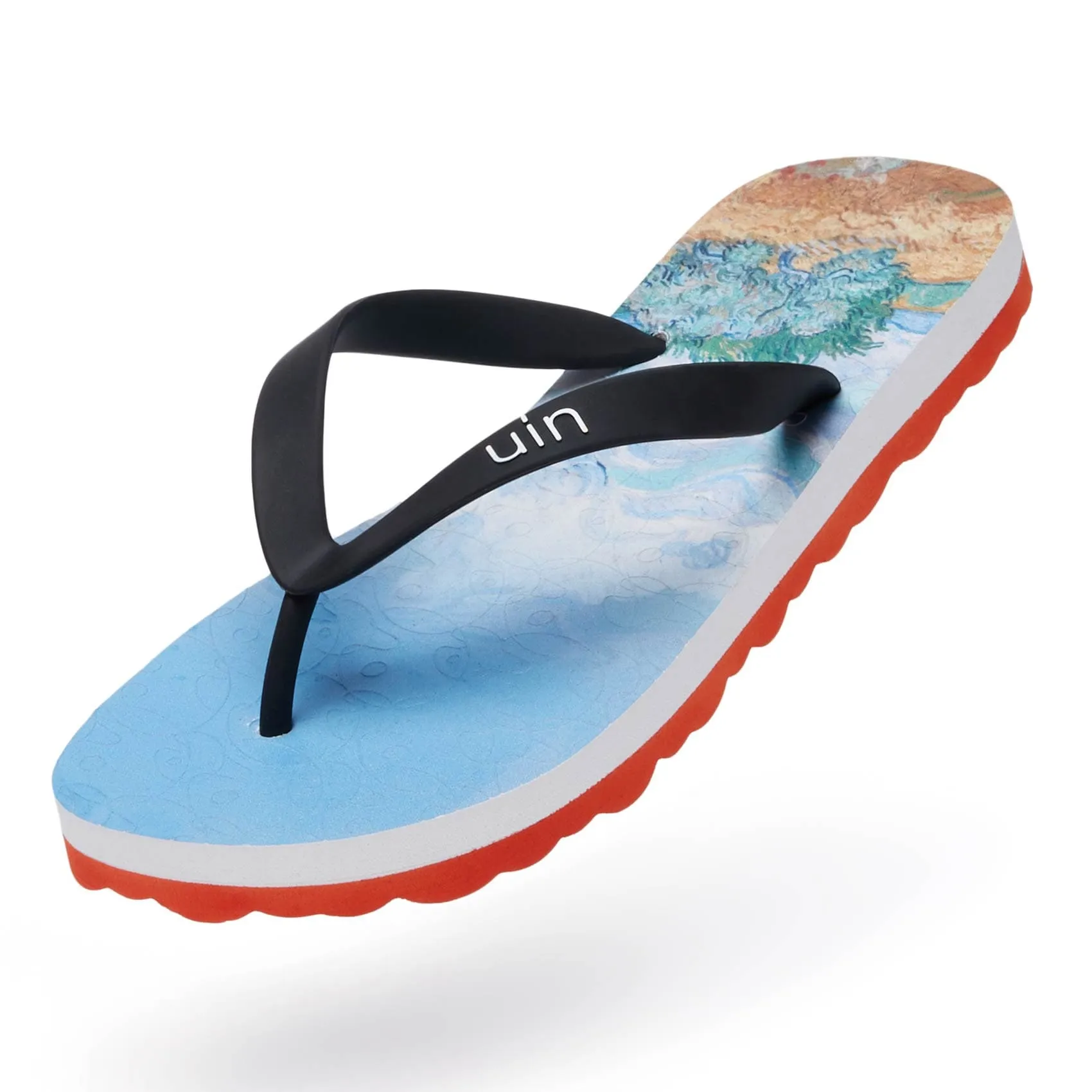 Van Gogh Wheatfield with Cypresses Blanes Women Wedge Flip Flop