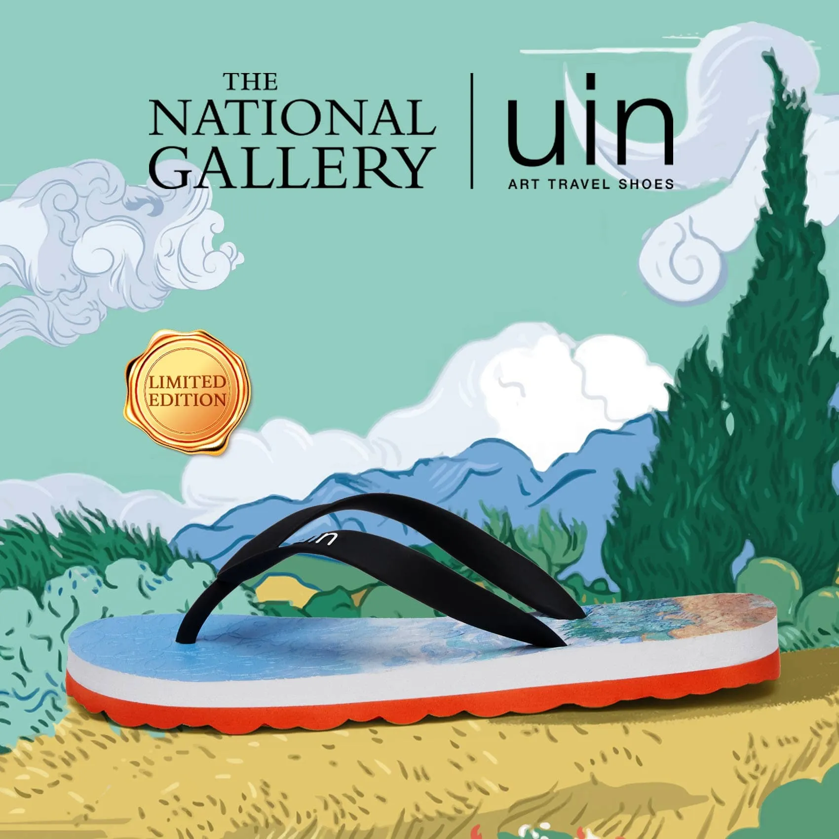 Flo Jo's Flip Flops Van Gogh Wheatfield with Cypresses Blanes Women