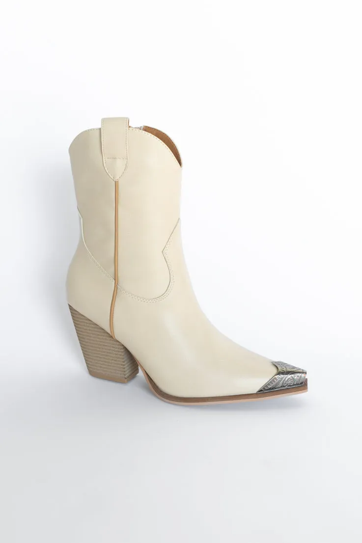 Vannah Western Bootie Cream Color Boots