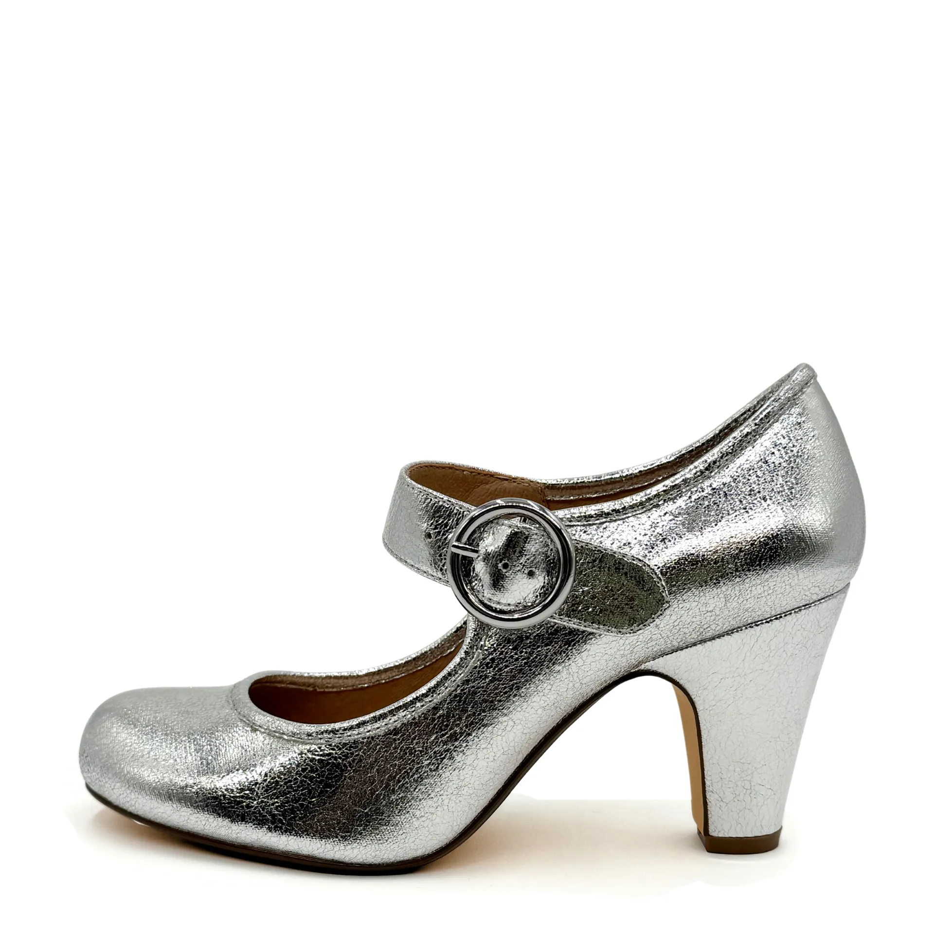 Trojan Mary Jane Safety Shoe Madeline Metallic Mary Jane Heels