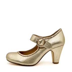 Small Heel Mary Jane Shoes Madeline Metallic Mary Jane Heels