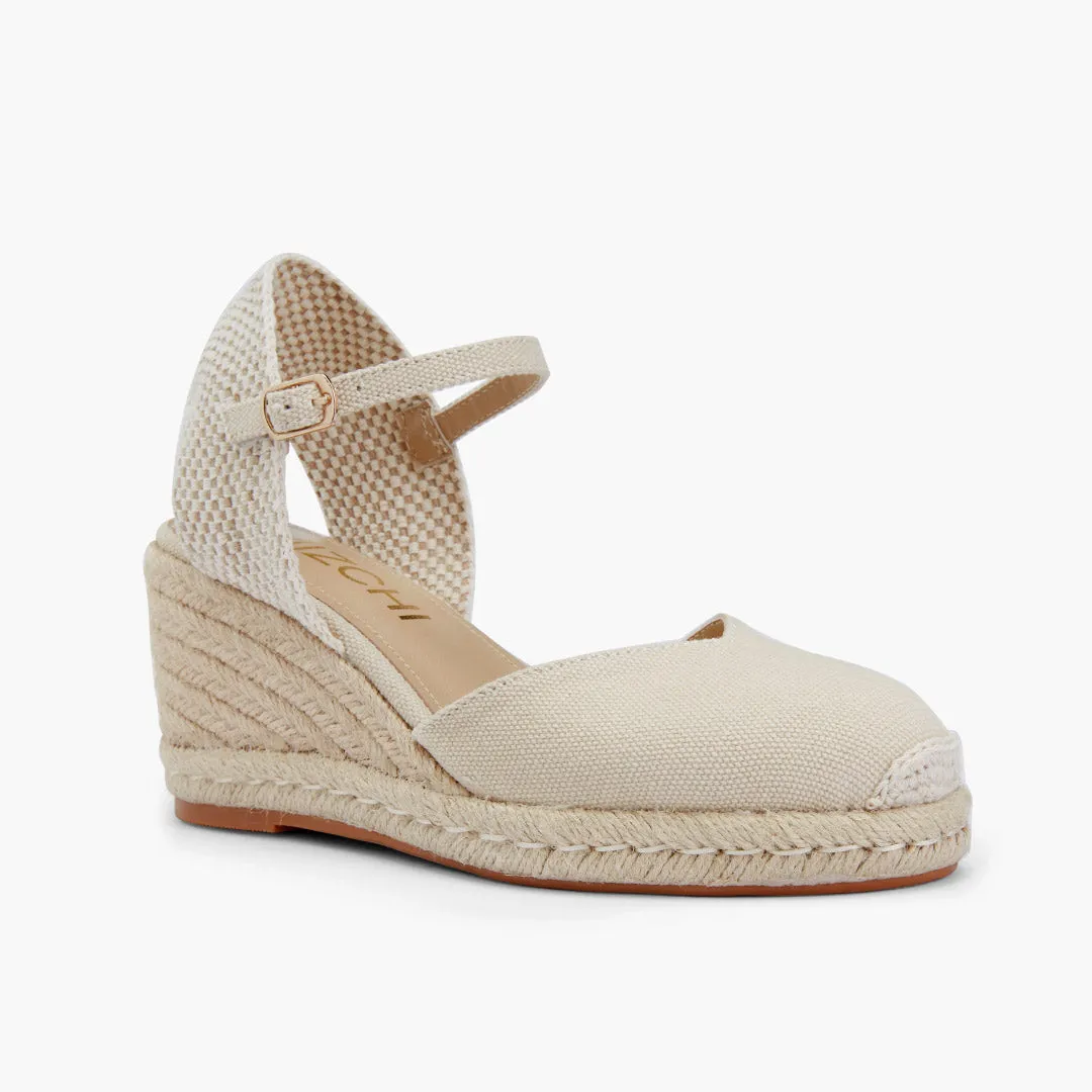 High Heels Shoes *VITTORIA - beige ankle strap espadrilles