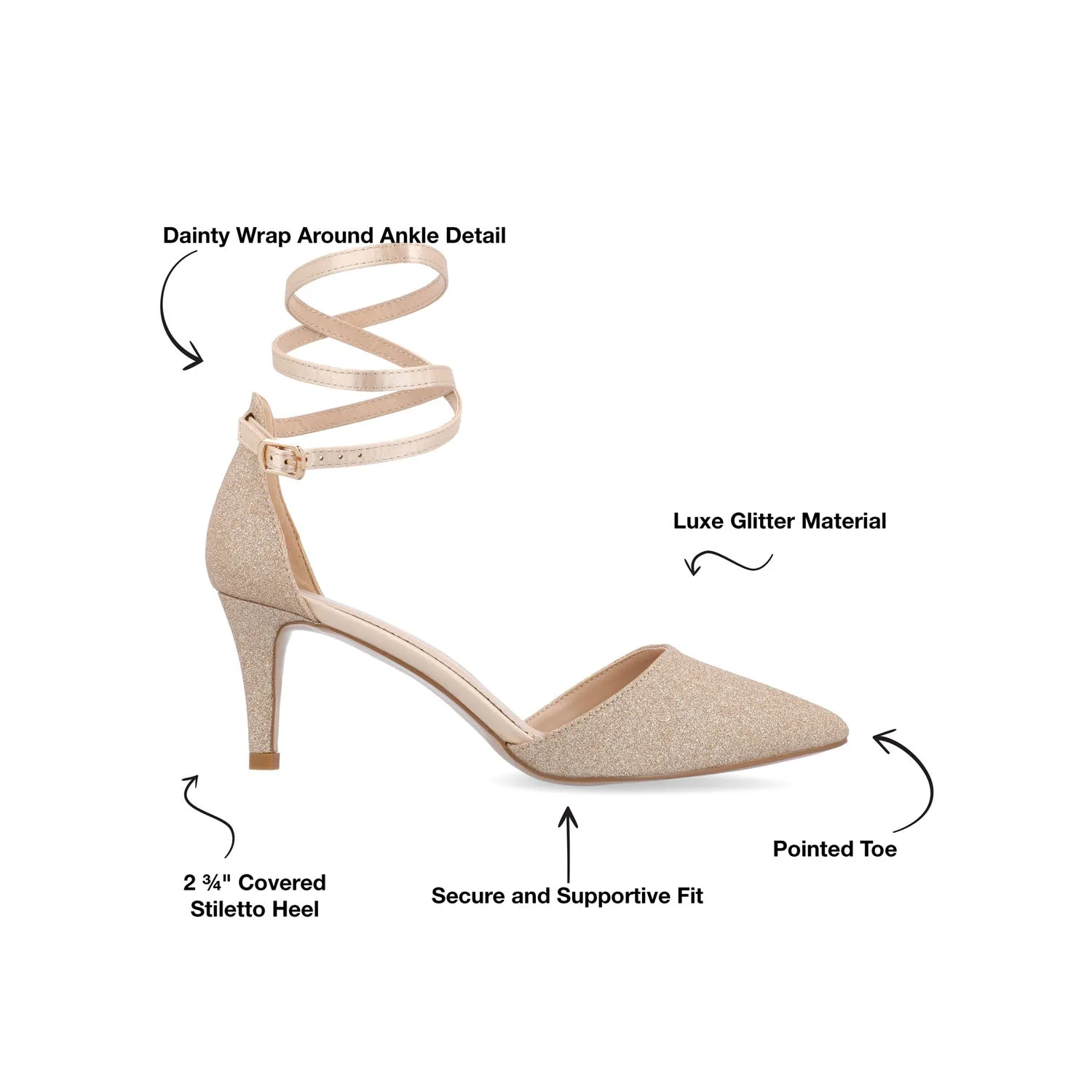 LUELA STILETTO HEELS IN GLITTER Satin High Heels