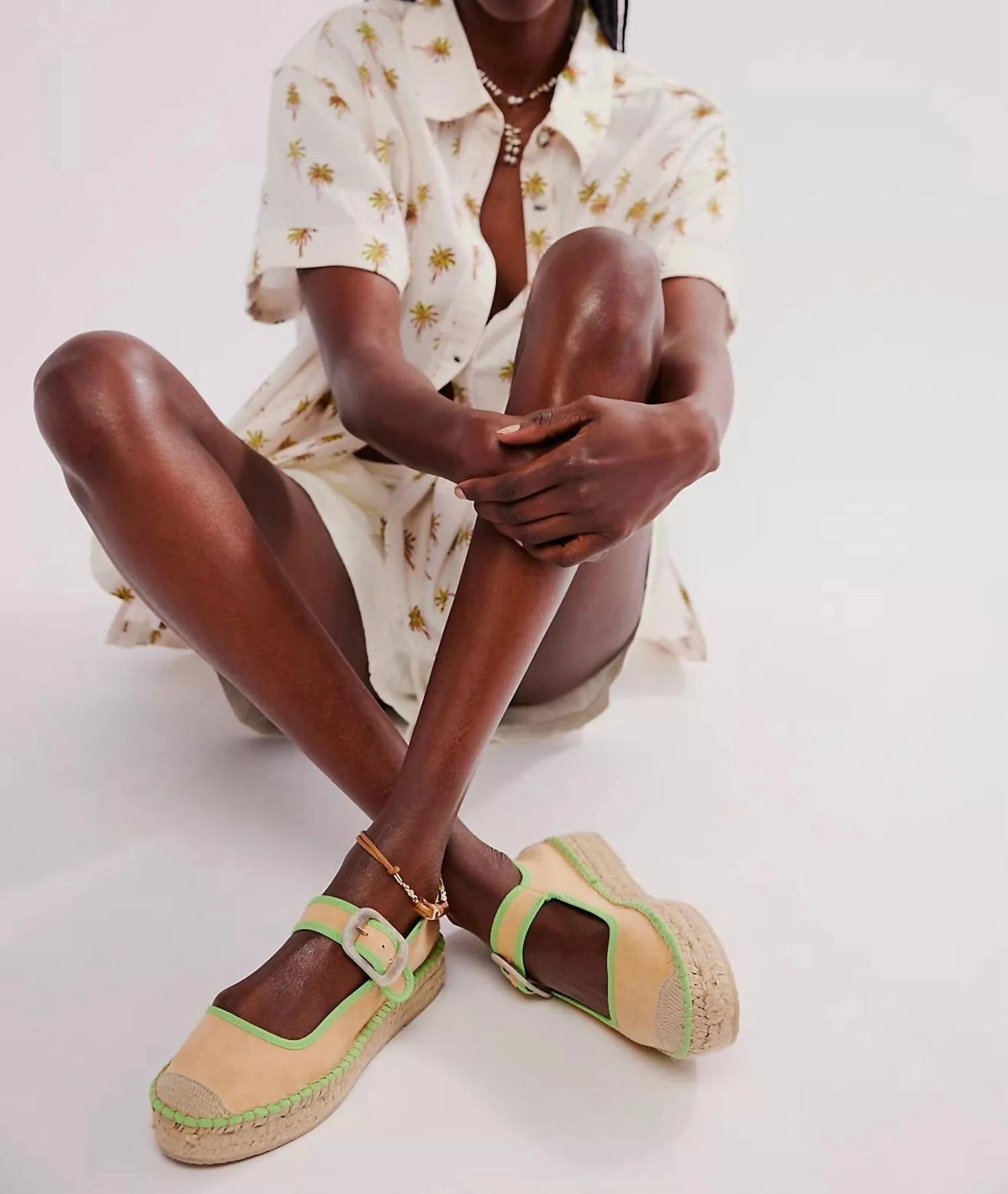 Espadrilles Buenos Aires Surfside Mary Jane Espadrilles In Salted Lime