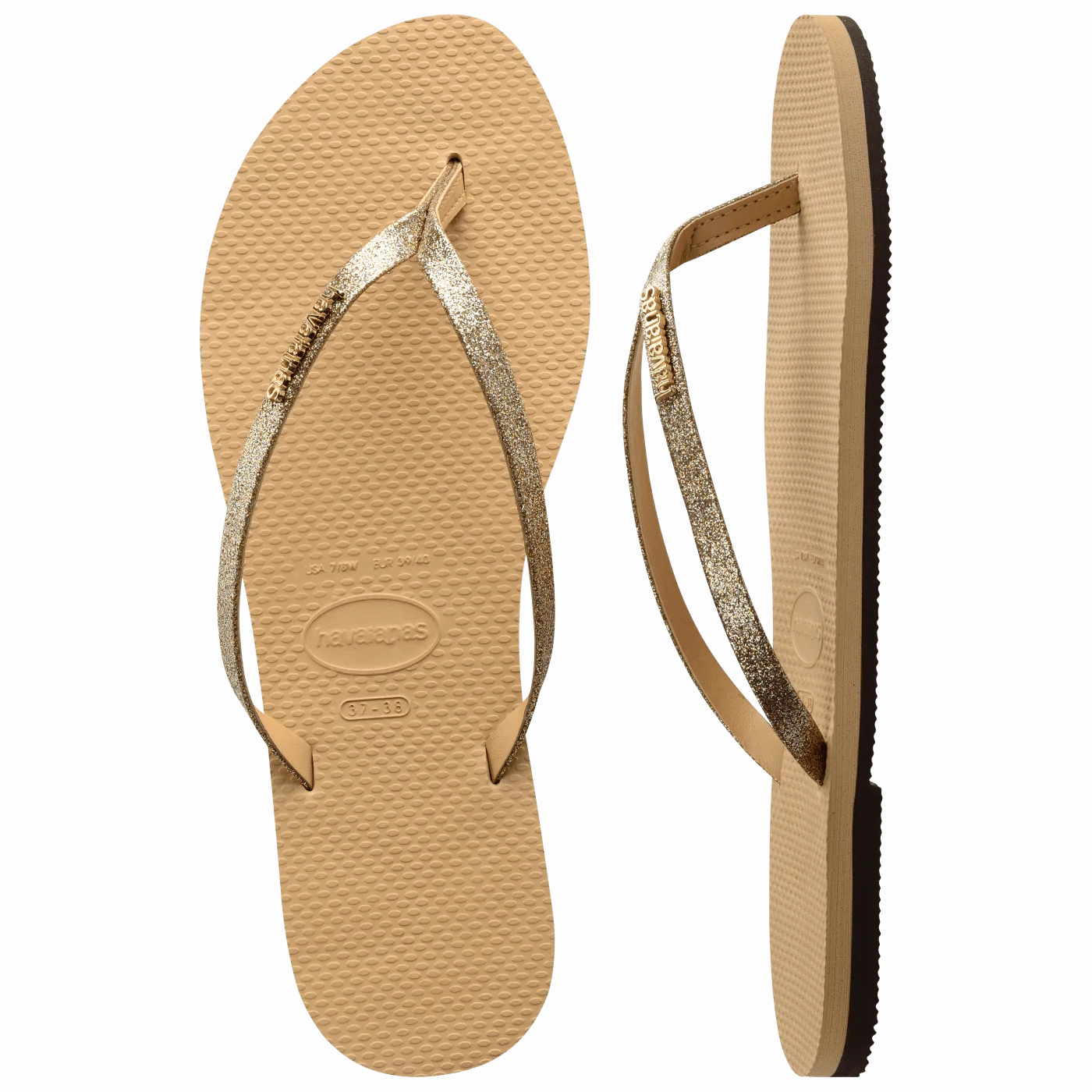 Macys Slippers HAVAIANAS YOU GLITTER - GOLDEN