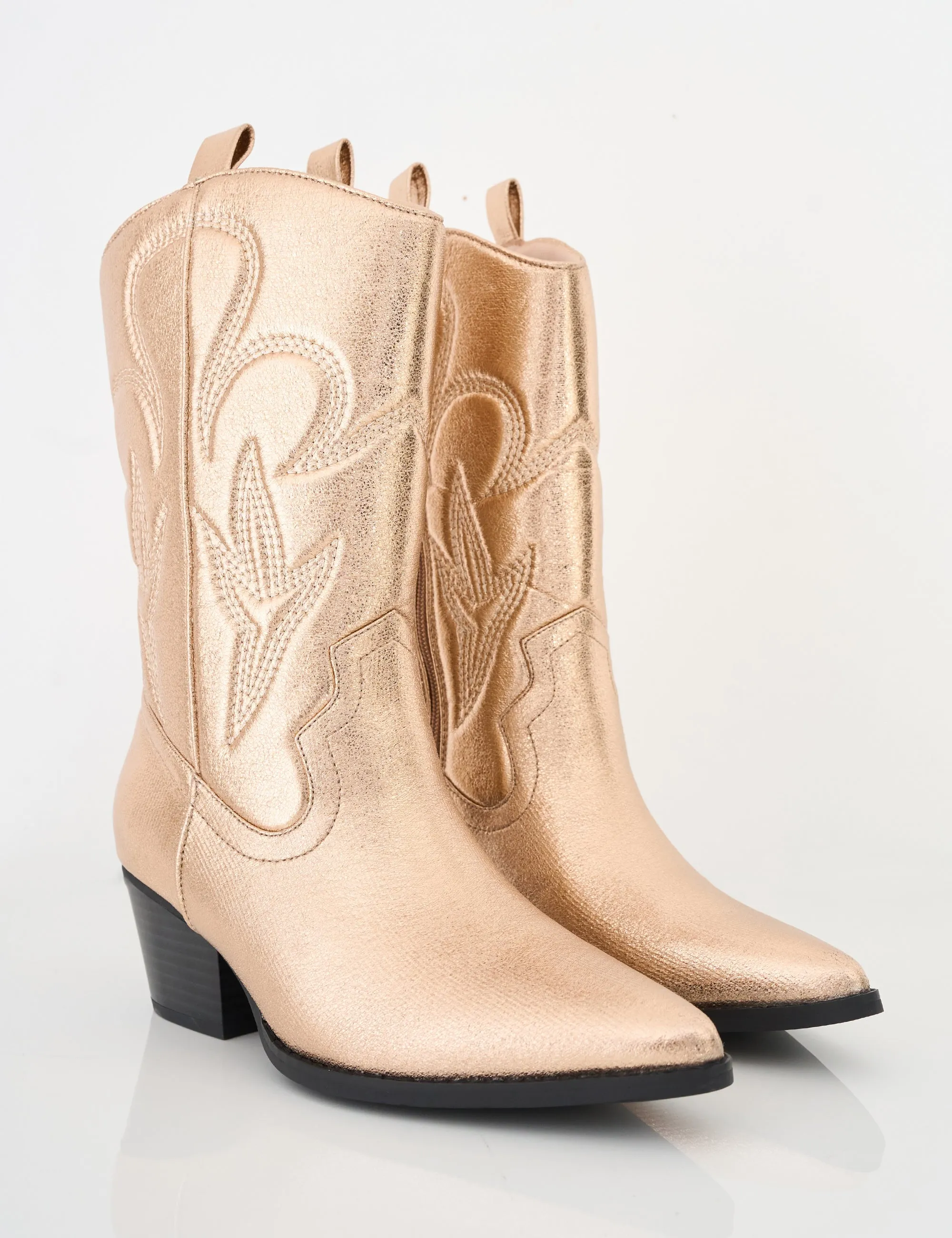 Calabasas Rose Gold Western Embroidered Knee High Pointed Toe Cowboy Boots Boots For Bikers
