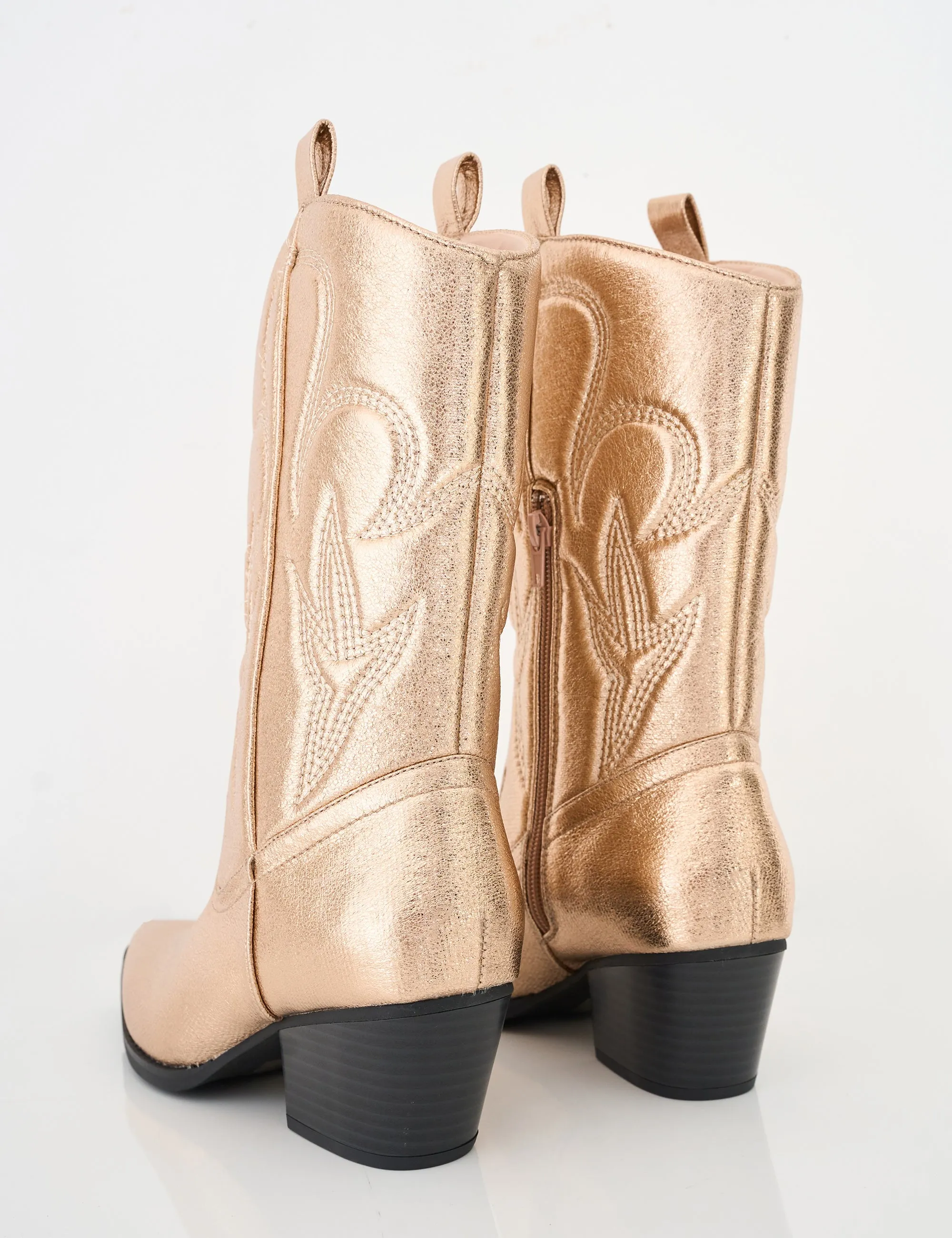 Calabasas Rose Gold Western Embroidered Knee High Pointed Toe Cowboy Boots Caborca Boots
