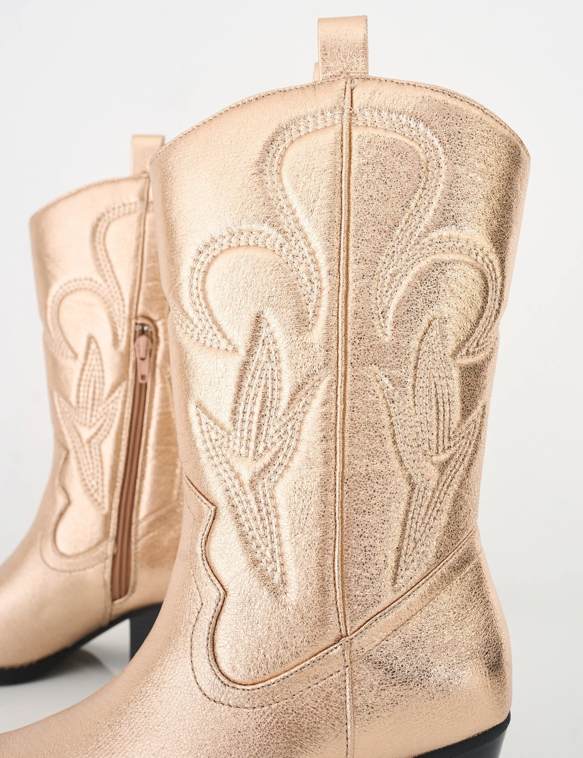 Calabasas Rose Gold Western Embroidered Knee High Pointed Toe Cowboy Boots Rubber Fishing Boots