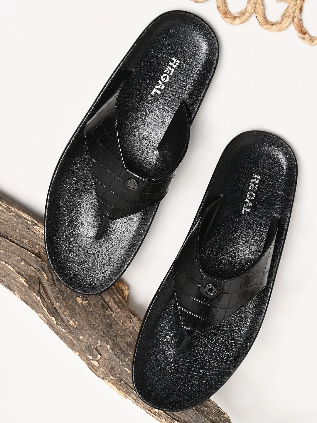 Regal Black Men Croco Leather Sandals Free People Chapmin Espadrille