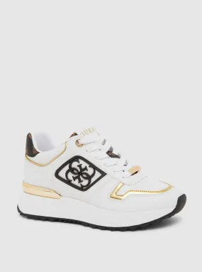 White Fashion Sneakers White Brown Koyaa Sneakers