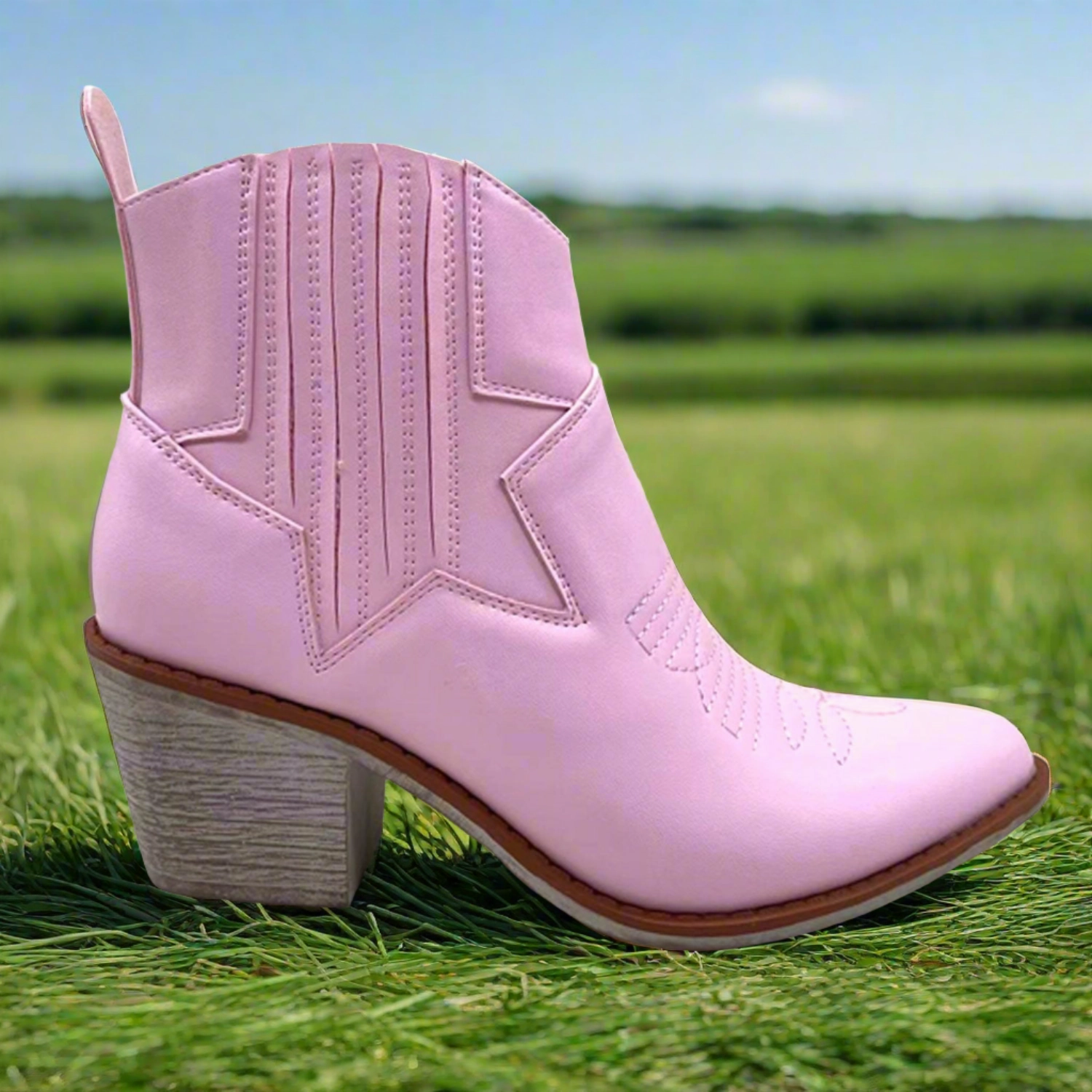 Pointy Mexican Cowboy Boots WILDER-10/89894 Pink Faux Leather