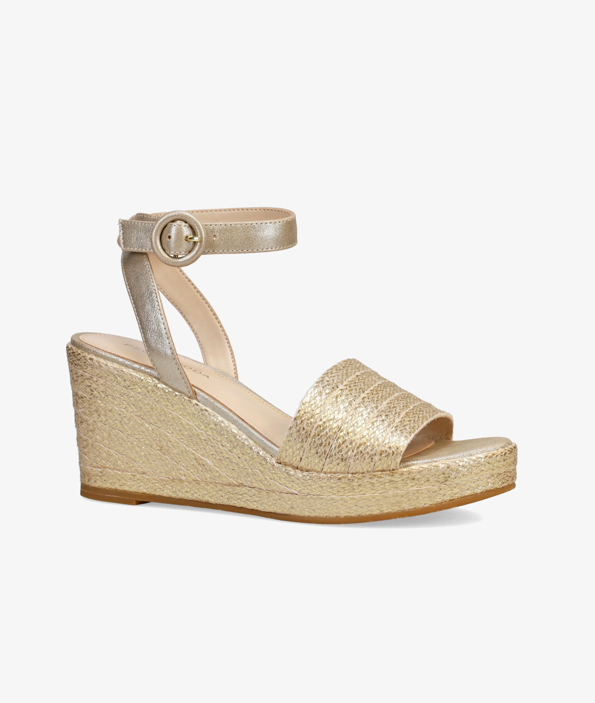 Wilder Wedge - Gold Closed Toe Wedge Espadrille Shoes