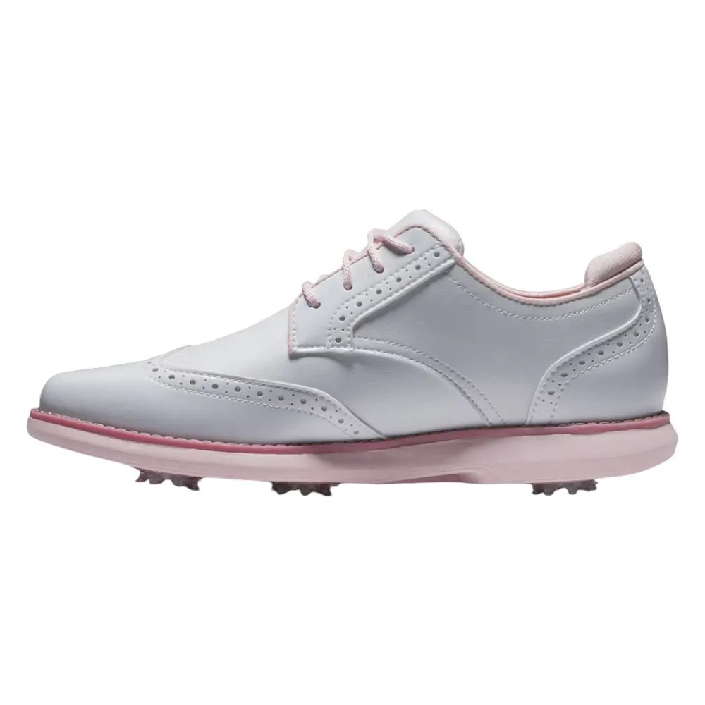 That Look Like Sneakers Golf FootJoy Traditions Wing Tip Golf Shoes Previous Season Style White/Pink - SS25 Women