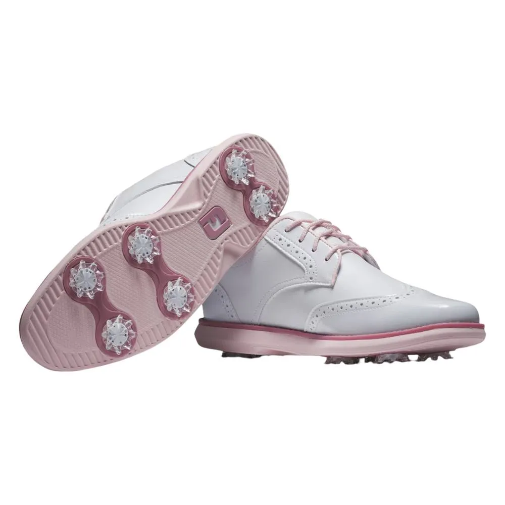 FootJoy Traditions Wing Tip Golf Shoes Previous Season Style White/Pink - SS25 Women G Fore Golf