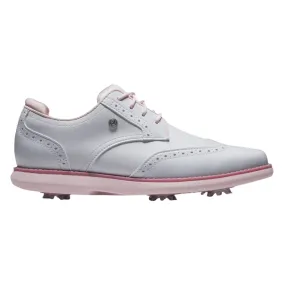FootJoy Traditions Wing Tip Golf Shoes Previous Season Style White/Pink - SS25 Women Arch Support Golf