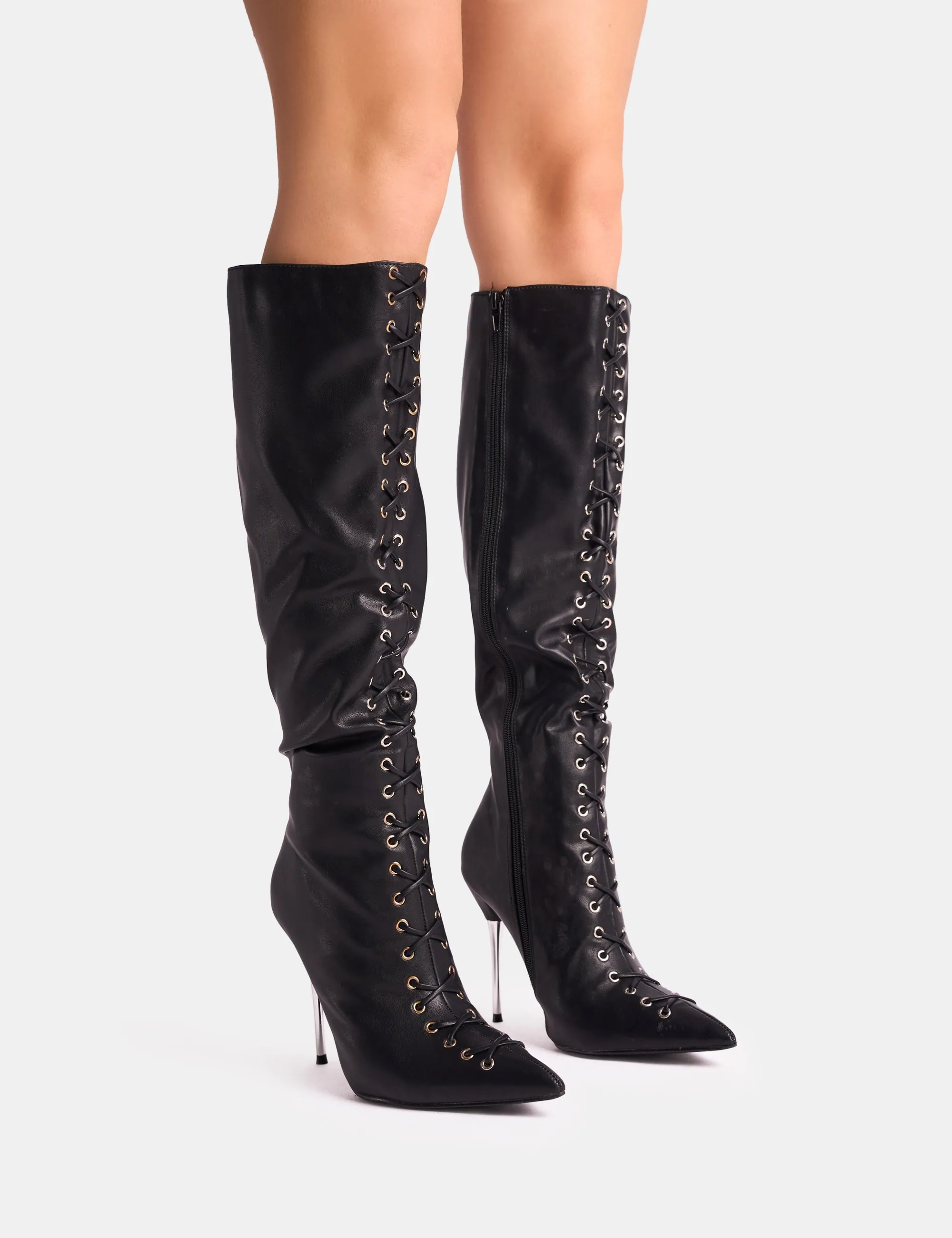 Willa Knee High Boot Witchcraft Black Lace Up Knee High Boots