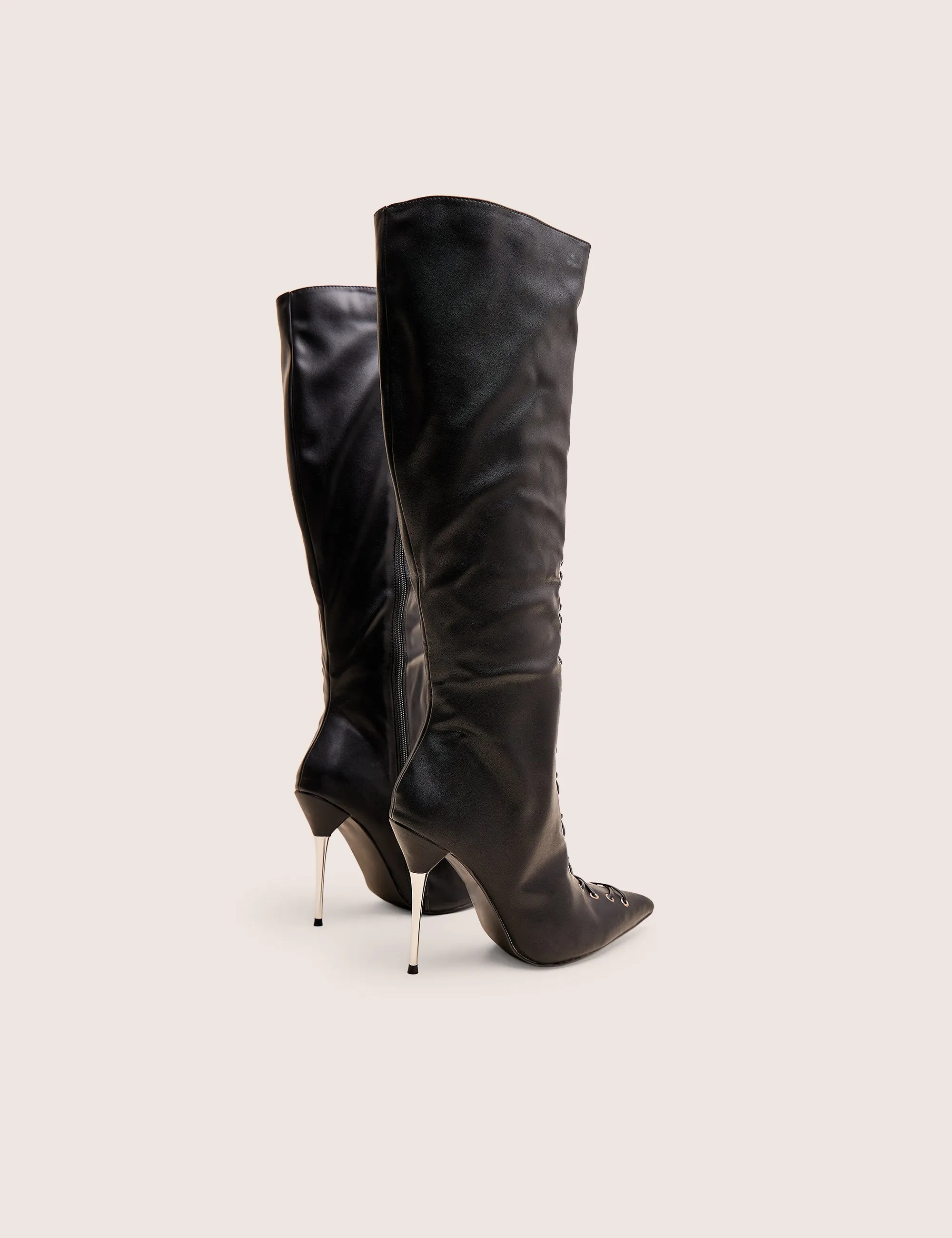 Witchcraft Black Lace Up Knee High Boots Knee High Boot Storage Ideas