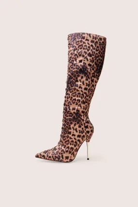 Witchcraft Leopard Lace Up Knee High Boots Kasey Knee High Boots