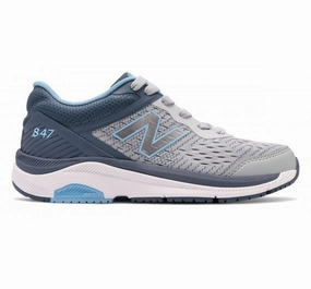 Women's New Balance 847v4, Light Aluminum/Vintage Indigo/Team Carolina, 7.5 B Medium Yellow New Balance Womens