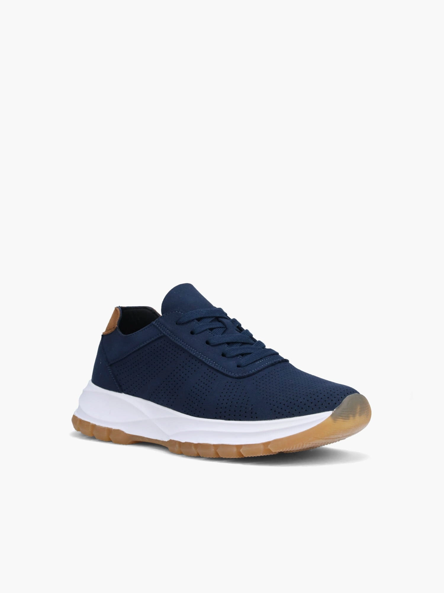 Add Heel To Flat Shoe Ivan Navy Microfiber