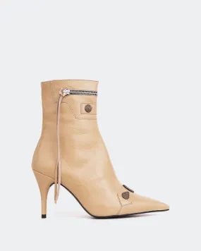 Round Toe Flat Ankle Boots Minaj Nude Leather