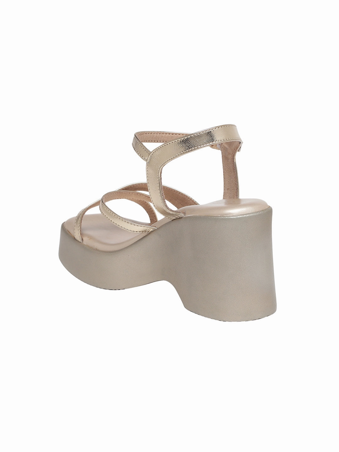 High Heel Booties Lace Zina Gold Wedge Heels