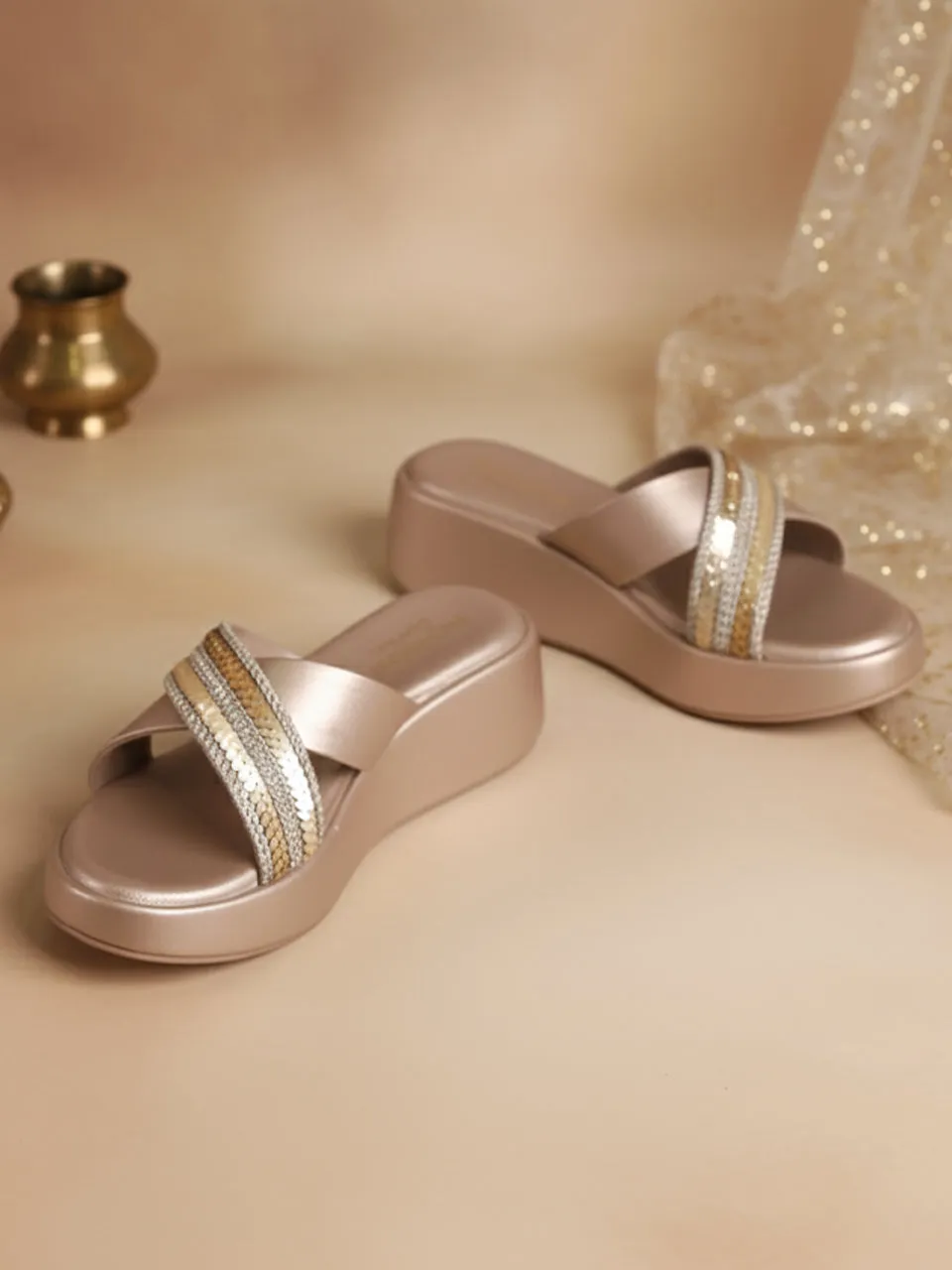 Knee High Boot Heels Outfit Zyra Gold Wedge Heels